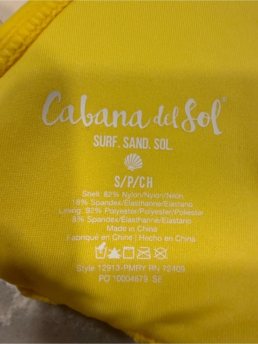 Cabana del Sol Yellow Beaded Triangle Bikini Swimsuit Small NWT Tie Side